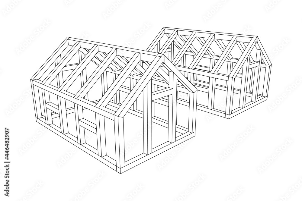 Greenhouse construction frame. Hothouse building object or framing house. Warm house Vector illustration. Glasshouse concept image