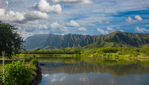 The Waiahole Forest Preserve and the Koʻolau mountan Range, north shore of island of Oahu, Hawaii. photo