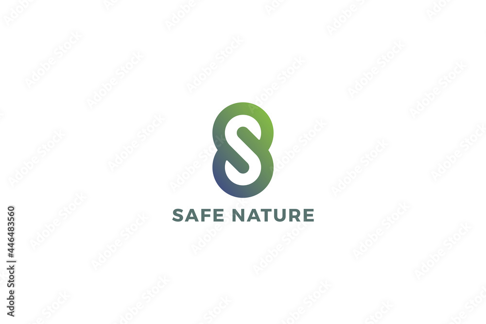 Letter S green color simple modern safe nature ecological friend logo