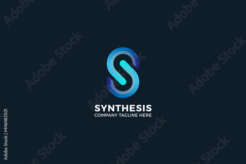 Letter S creative blue color 3d technological business logo