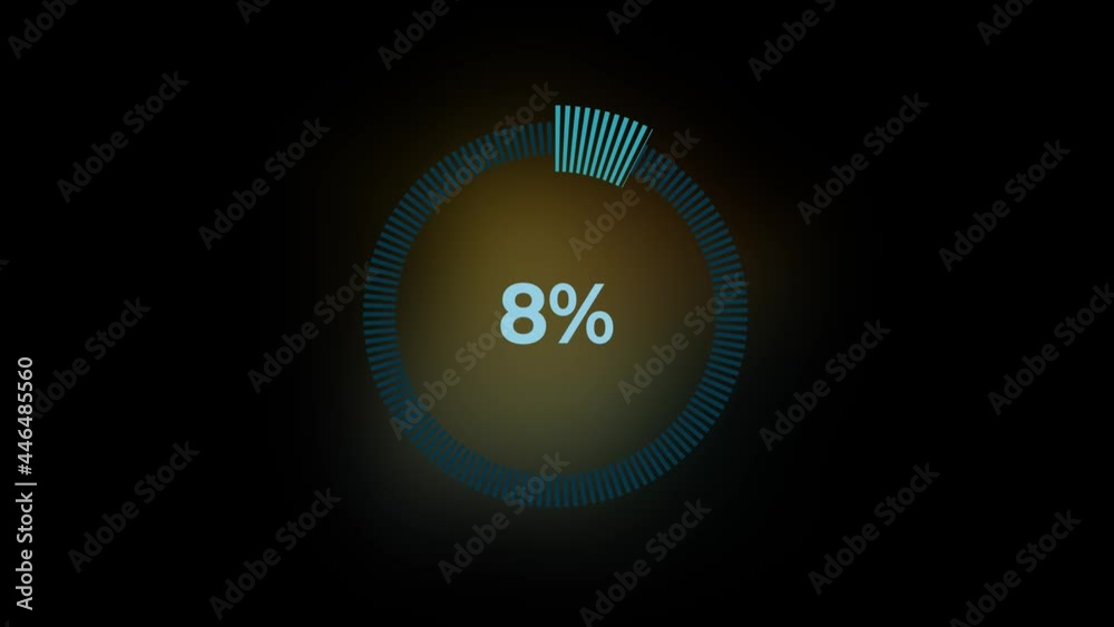 Animation green loading bar with Alpha channel. 0-50 percent. Loading circle animation on black background. Download Page. 4k