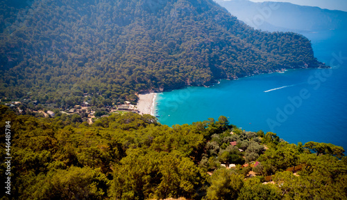 Fototapeta Naklejka Na Ścianę i Meble -  Drone view of Kabak Valley in Fethiye, Turkey. A hidden gem along the Turkish Riviera, Mediterranean Sea.