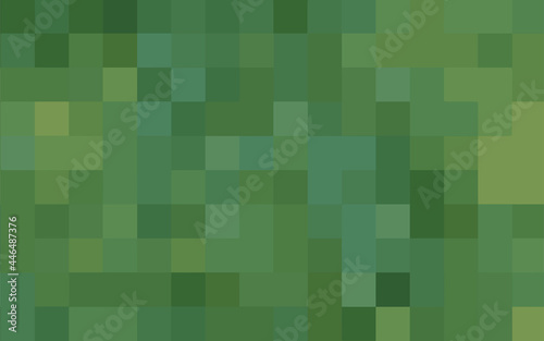 Abstract pixel green background. Geometric texture from green squares. Vector pattern of square pixels. A backing of mosaic squares. Vector illustration