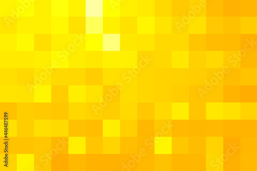 Gold geometric texture from yellow squares. Vector pattern of square yellow pixels. Abstract pixel yellow background. A backing of mosaic squares. Vector illustration