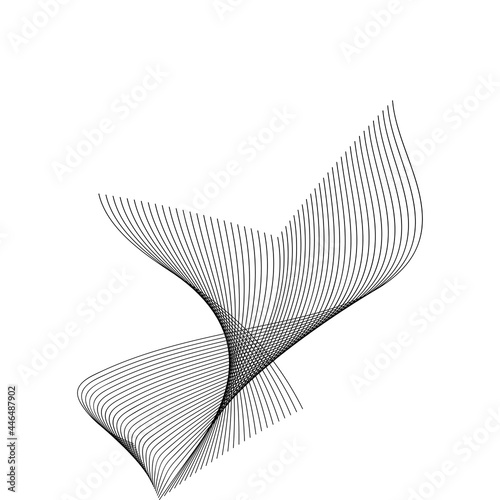 abstract black line grey wave gray band on white background vector