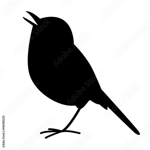 flycatcher bird, vector illustration, black silhouette