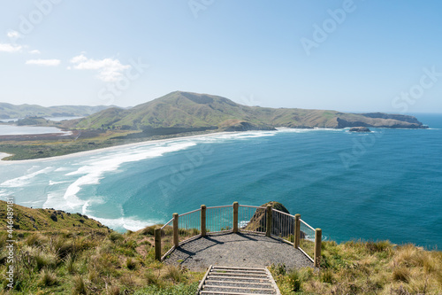 View over Hoopers inlet from Sandymount Viewpoint near Dunedin, New Zealand photo