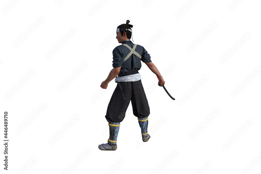 Chinese fighter poses with sword for your scenes specially for collage, isolated on white background. 3D illustration. 3D rendering. Chinese fighter poses with sword for your scenes specially for collage, isolated on white background. 3D illustration. 3D rendering.