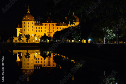 Das Schloss Moritzburg bei Nacht