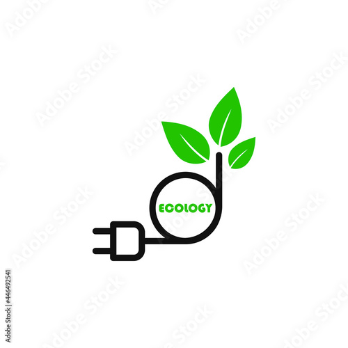 Green eco technology electric icon vector