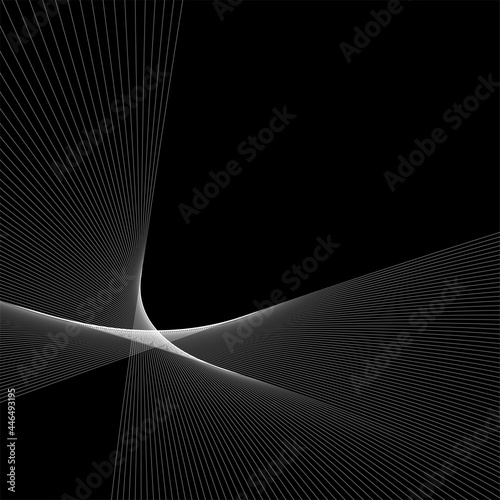 Black and white background, waves of lines, abstract wallpaper, vector design