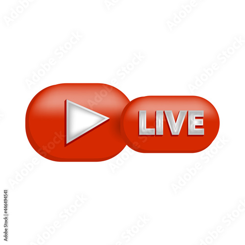 3d live stream icon design vector isolated on white background