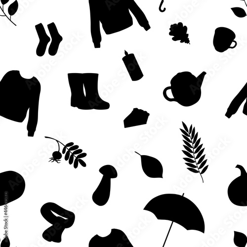 Seamless pattern autumn hugge silhouettes vector illustration