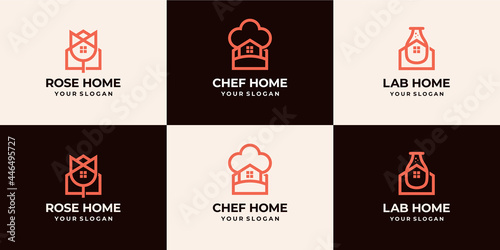 set of home combination monoline logo