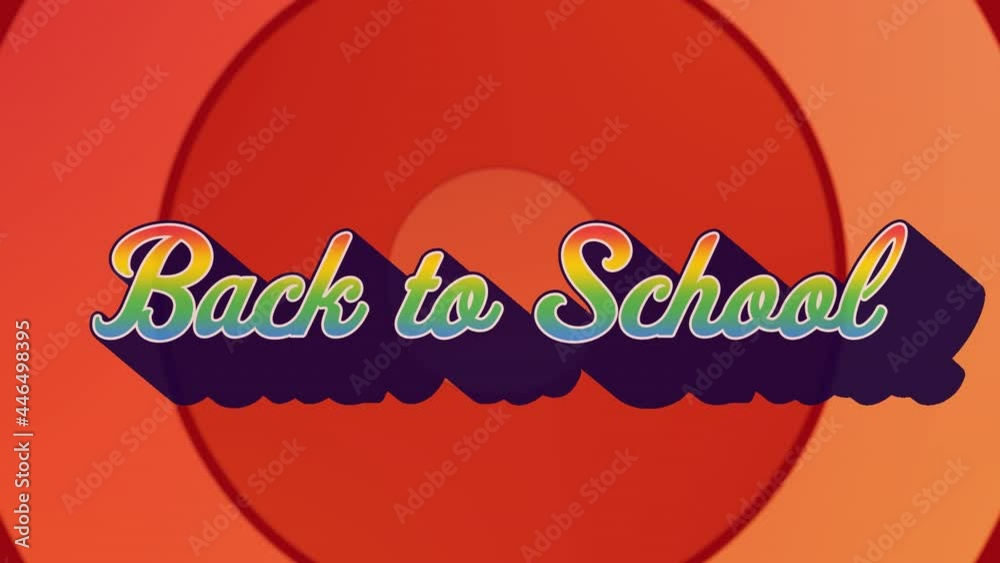 Animation of back to school text in colourful letters on red background Animation of back to school text in colourful letters on red background
