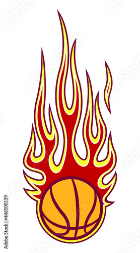 Basketball ball icon with fire flame vector graphic. Ideal for sticker, decal, sport logo design element, motorcycle and car decoration.