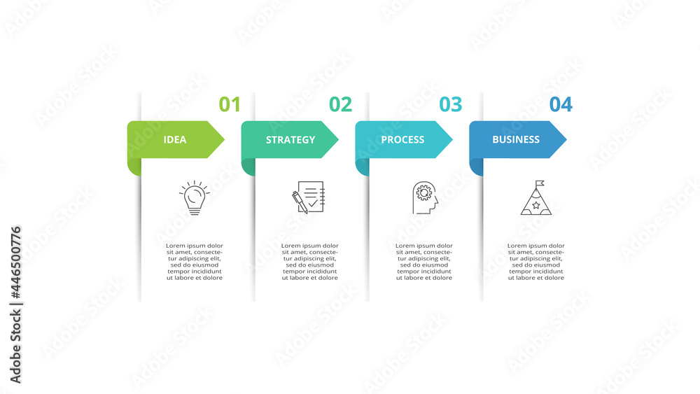 Creative concept for infographic with 4 steps, options, parts or processes. Business data visualization.