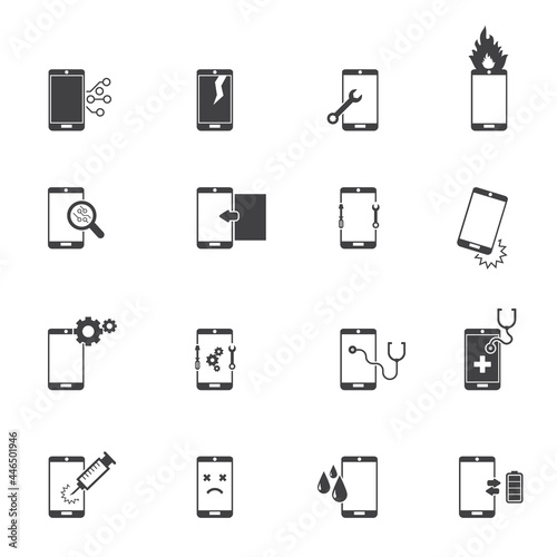 Smartphone repair icon set. Vector illustration