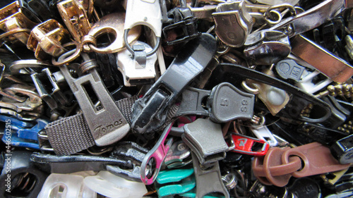 Background of locks from clothes and jackets
