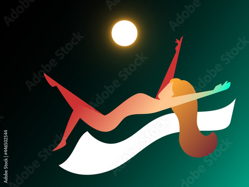 Lying girl. Vector composition in gradient style