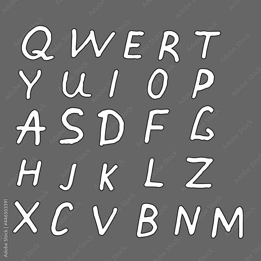 Set of trendy alphabet letters. Vector illustration isolated on gray background, can be used in your projects in banners and posters. Cartoon.