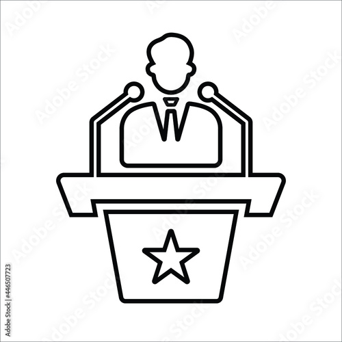 Speaker, spokesperson outline icon. Line art vector.