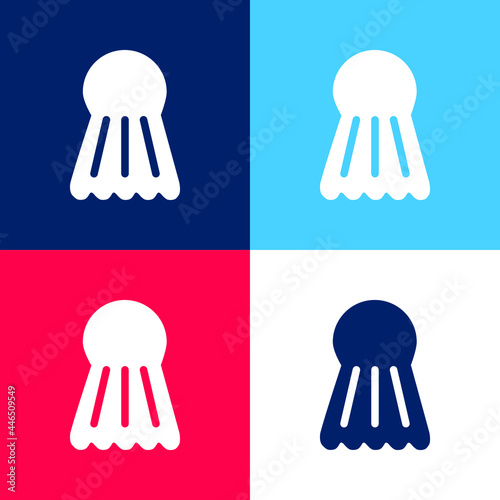 Badminton Ball blue and red four color minimal icon set