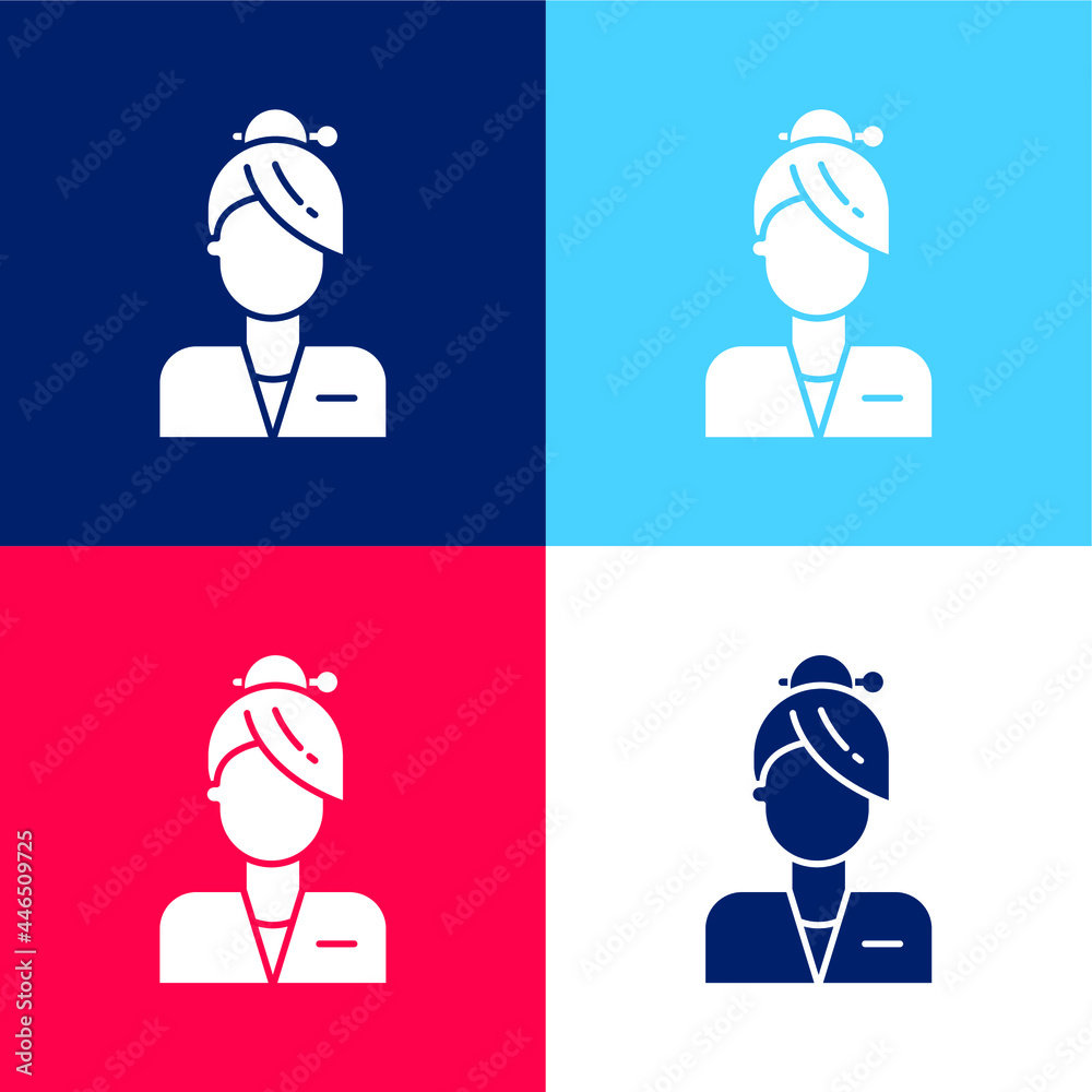Assistant blue and red four color minimal icon set Assistant blue and red four color minimal icon set