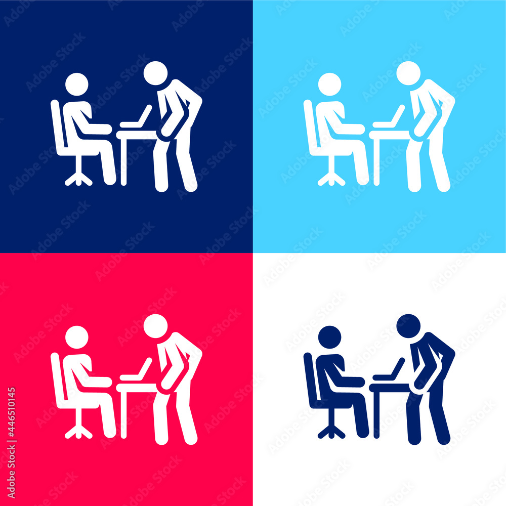 Anger blue and red four color minimal icon set Anger blue and red four color minimal icon set