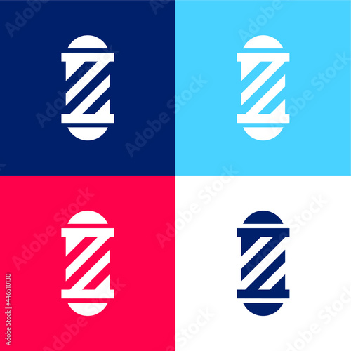 Barber Pole blue and red four color minimal icon set