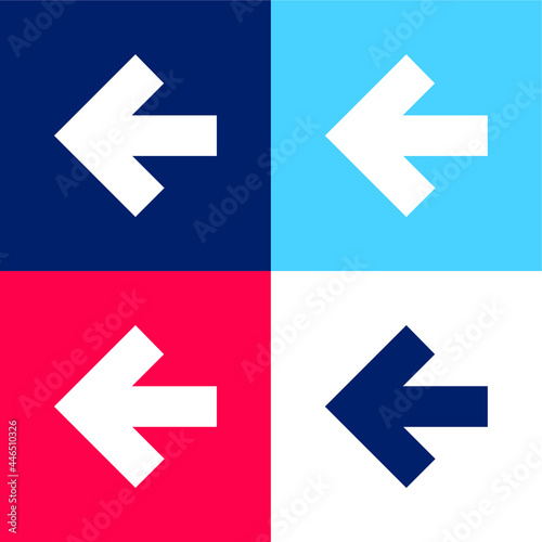 Arrow Pointing To Left blue and red four color minimal icon set