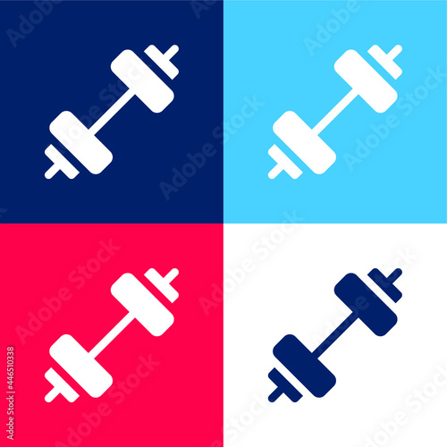 Barbell blue and red four color minimal icon set
