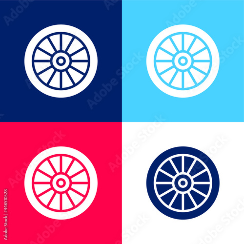 Alloy Wheel blue and red four color minimal icon set