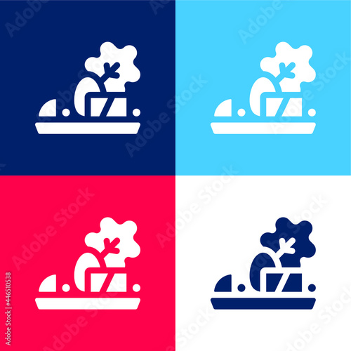 Antipasto blue and red four color minimal icon set