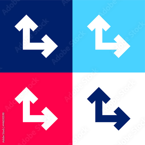 Arrows In Right Angle blue and red four color minimal icon set