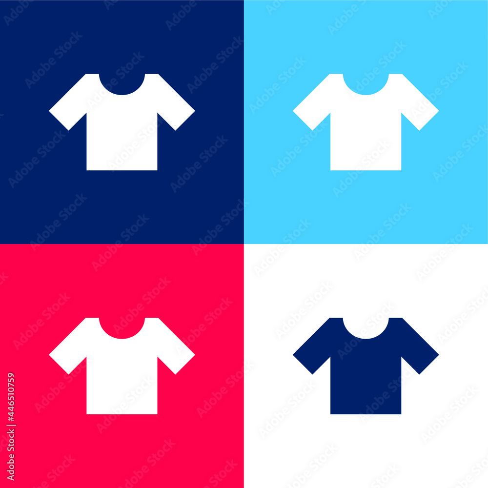 Basic T Shirt blue and red four color minimal icon set Basic T Shirt blue and red four color minimal icon set