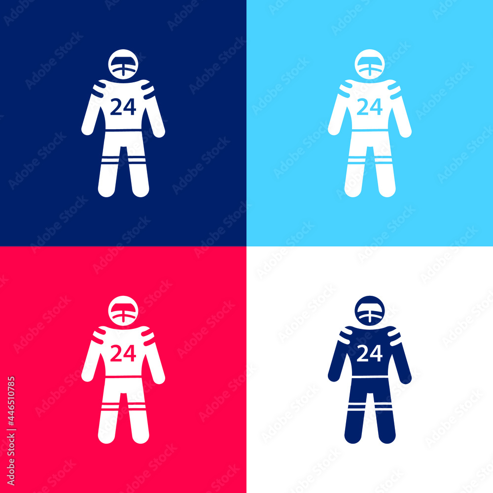 American Football Player blue and red four color minimal icon set American Football Player blue and red four color minimal icon set