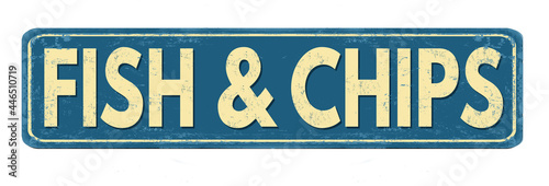 Fish and chips vintage rusty metal sign