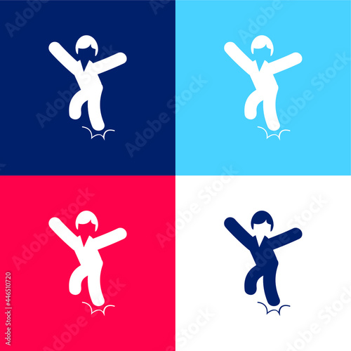 Ankle Sprain blue and red four color minimal icon set
