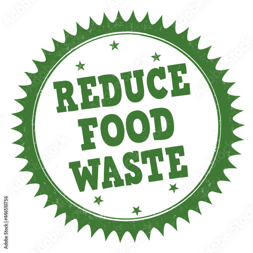 Reduce food waste grunge rubber stamp