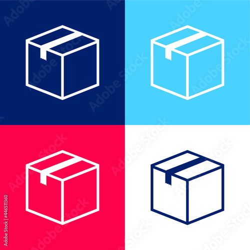 Box Closed blue and red four color minimal icon set