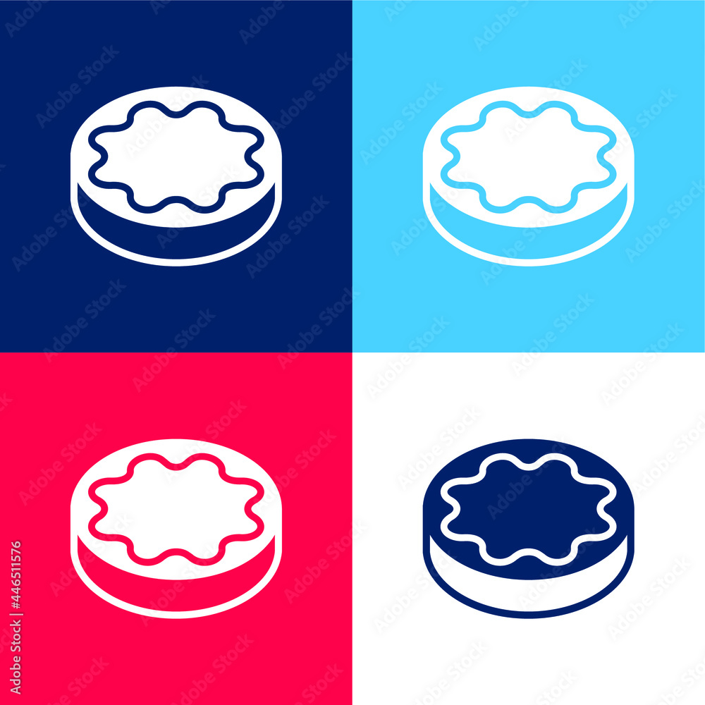 Biscuit blue and red four color minimal icon set Biscuit blue and red four color minimal icon set