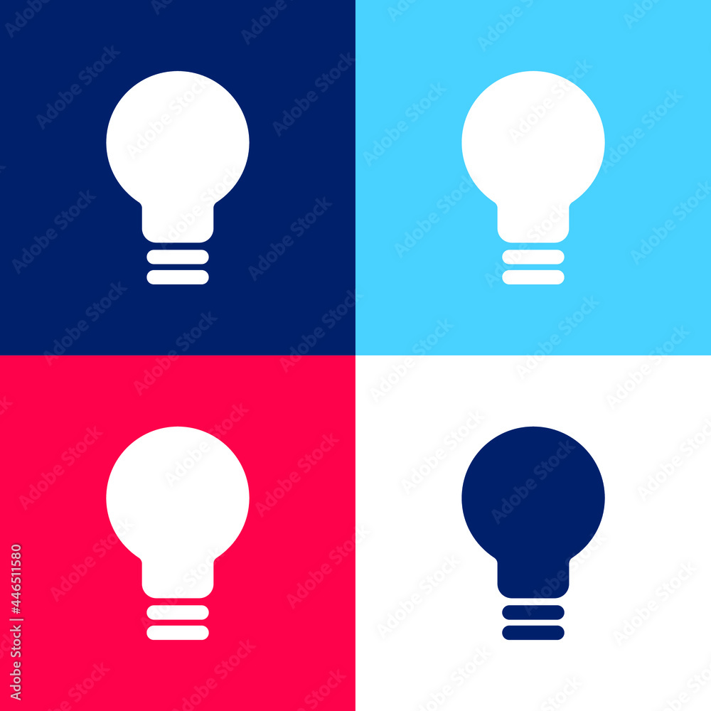 Black Lightbulb blue and red four color minimal icon set Black Lightbulb blue and red four color minimal icon set