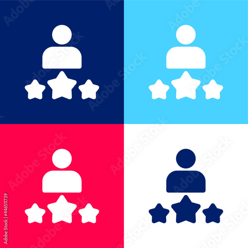 Best Employee blue and red four color minimal icon set