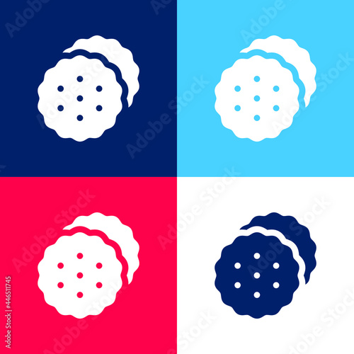 Biscuits blue and red four color minimal icon set