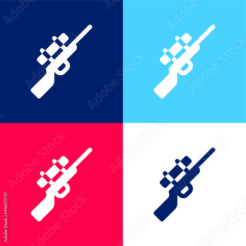 Biathlon blue and red four color minimal icon set