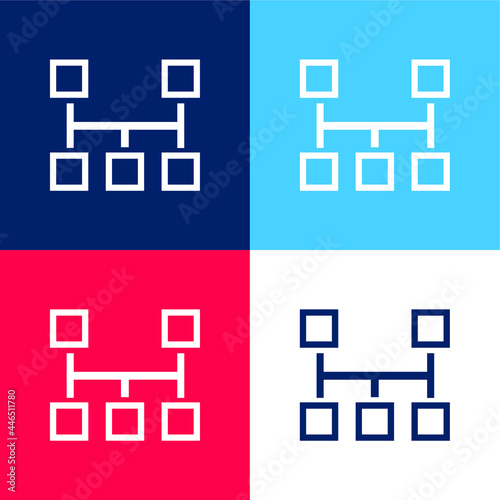 Blocks Scheme blue and red four color minimal icon set