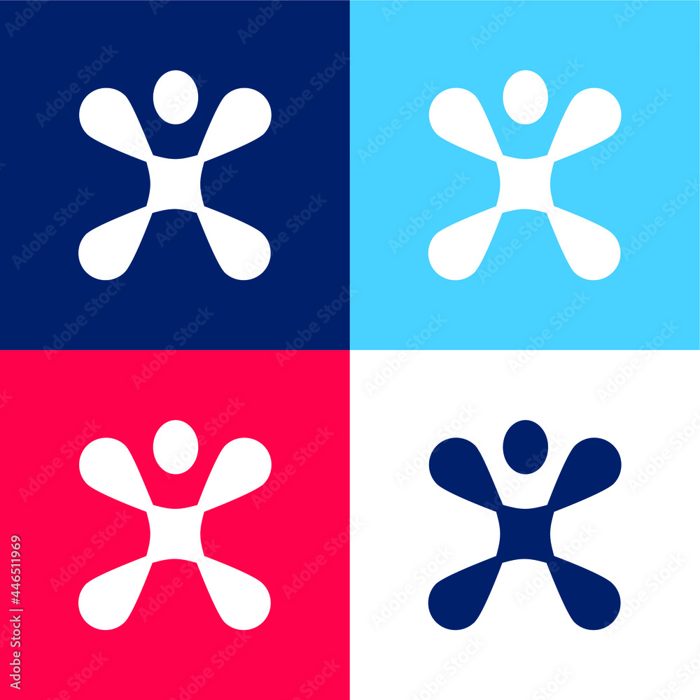 Abstract Shape blue and red four color minimal icon set Abstract Shape blue and red four color minimal icon set