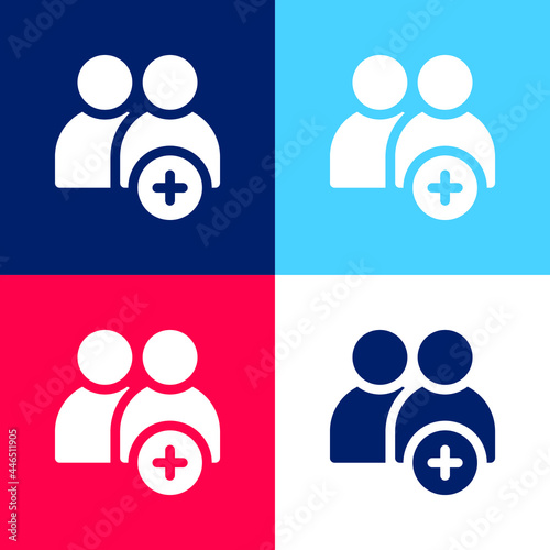 Add blue and red four color minimal icon set