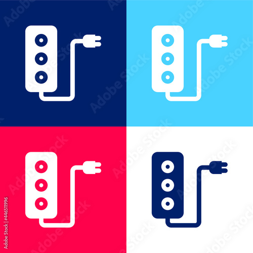 Adaptor blue and red four color minimal icon set